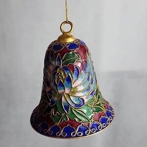 Cloissone Lotus Flower Bell Ornament